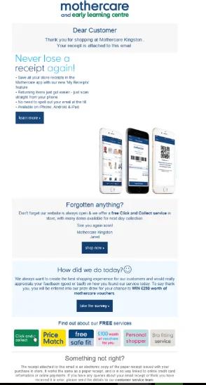 Mother Care Customer Receipt for Review