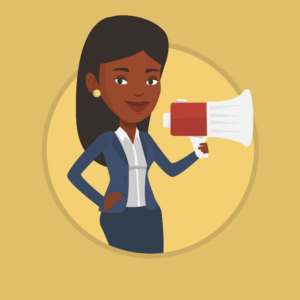 illustration of a woman holding a megaphone