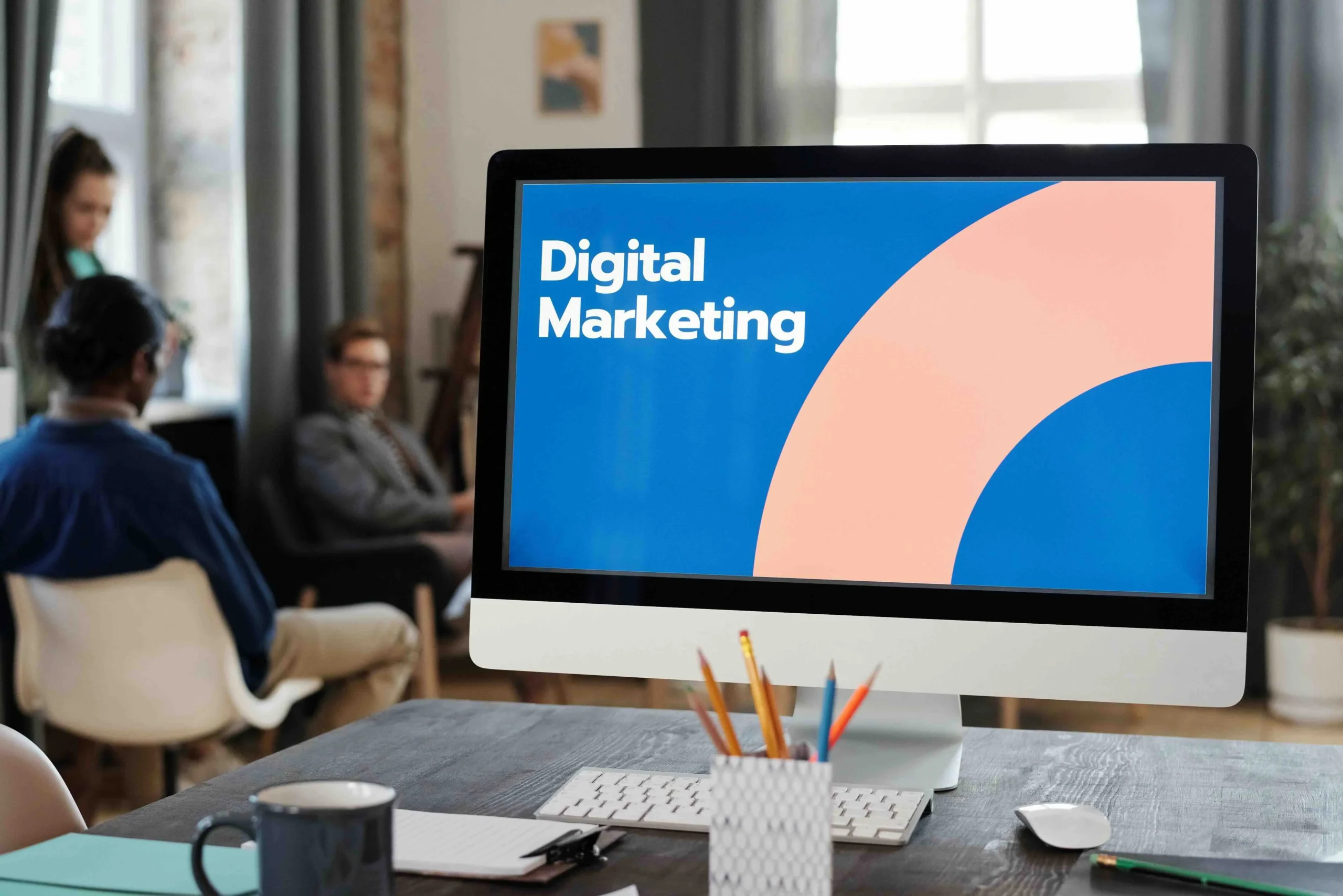 computer monitor showing digital marketing ads