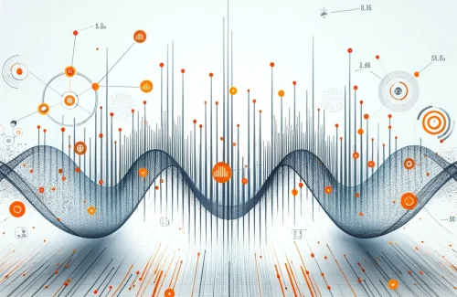sound wave with orange accents and data point symbolizing call tracking analytics