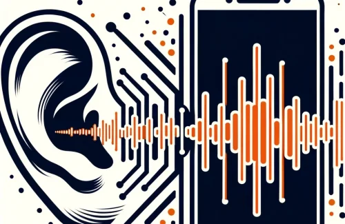 sound wave connecting a person's ear to a phone