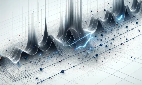 linear sound wave with data points scattered along its path - Business expansion