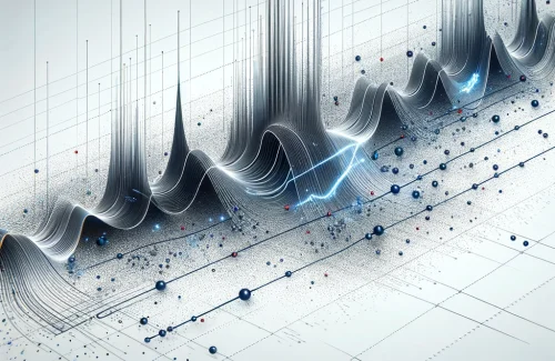 linear sound wave with data points scattered along its path - Business expansion