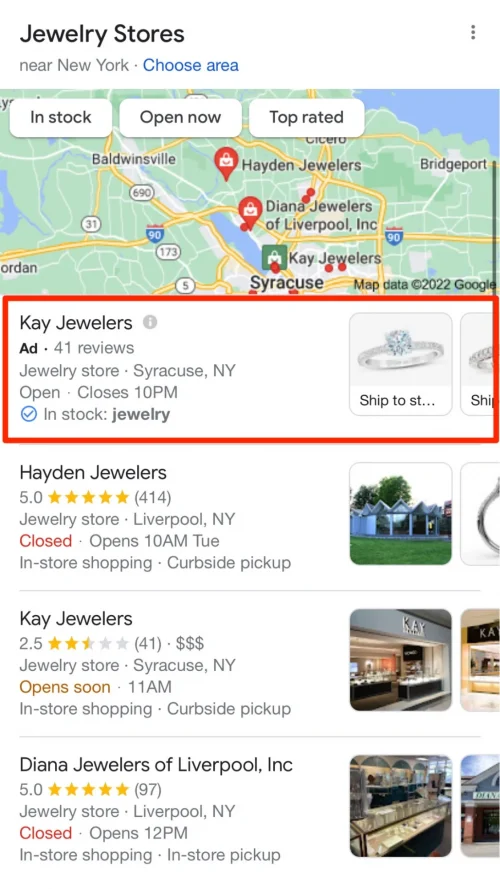 Jewelry Stores Google Map