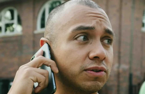 young man talking on the phone
