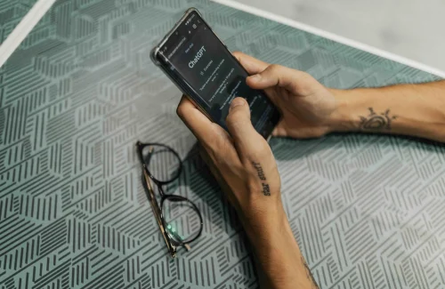 A man checking phone