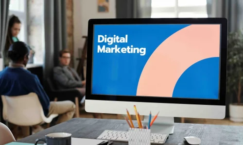 computer monitor showing digital marketing ads
